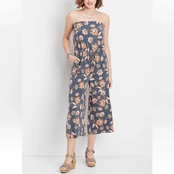 Maurices floral tube top jumpsuit - Picture 1 of 10